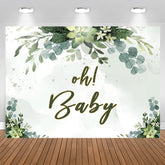 Aperturee - Oh Baby Green Plant Baby Shower Backdrop for Photos